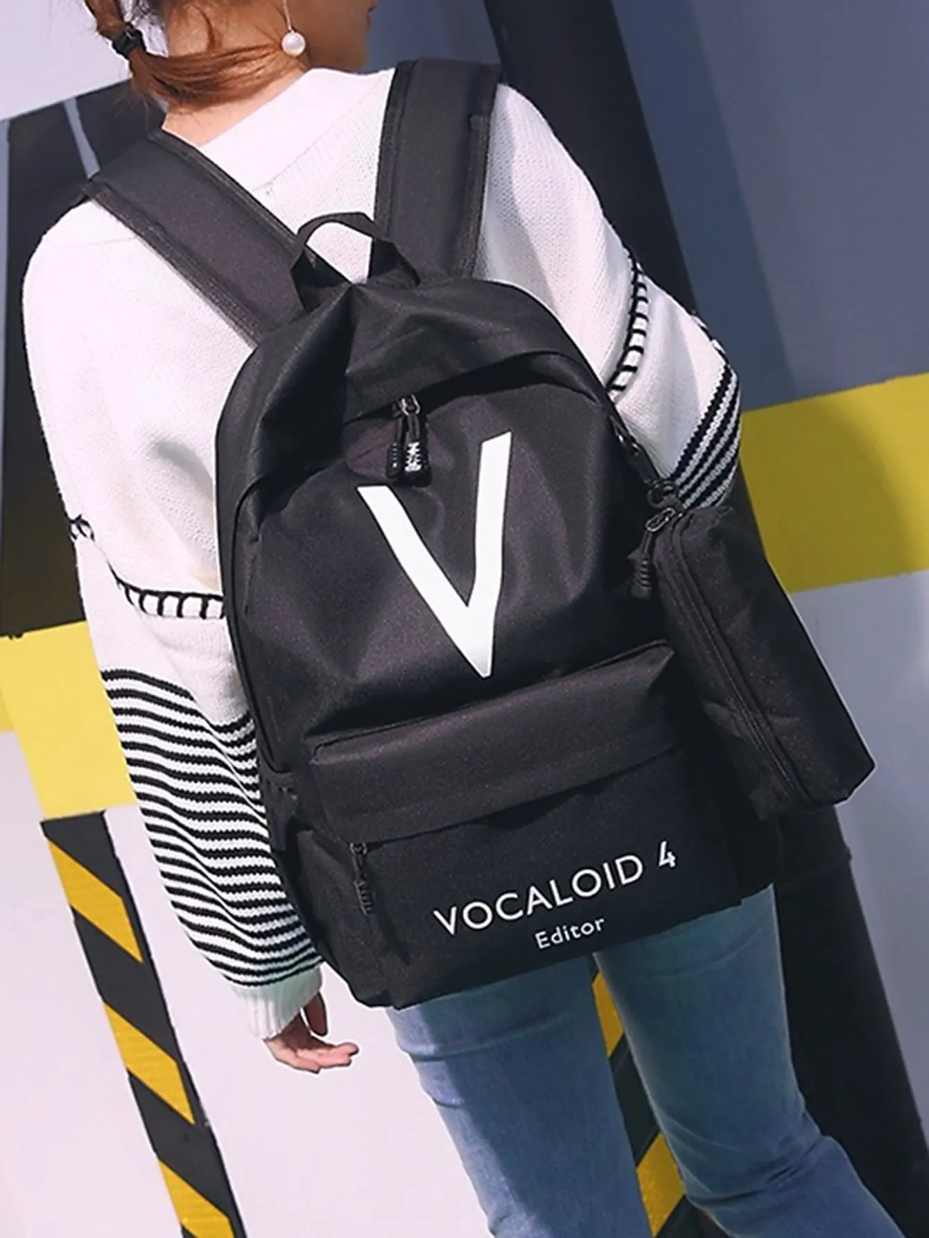 Letter Graphic Backpack With Pencil Case