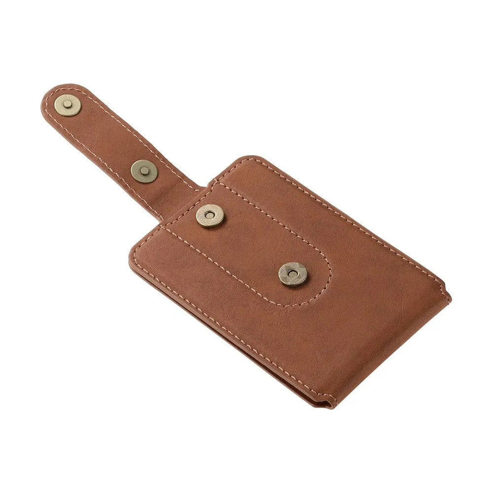 Magnetic MagSafe leather wallet credit card holder   kickstand stand in vintage look - brown