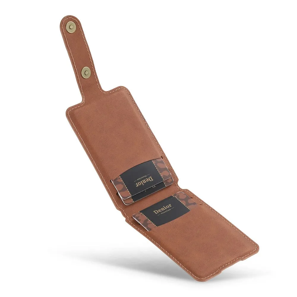 Magnetic MagSafe leather wallet credit card holder   kickstand stand in vintage look - brown