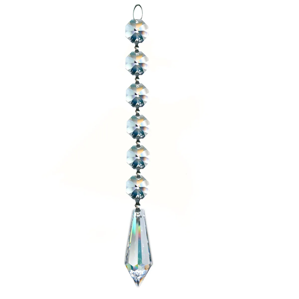 Magnificent Crystal 2.5-inch Faceted Icicle Prism Clear Crystal Accent with Six Octagon Beads