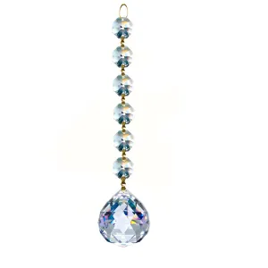 Magnificent Crystal 40mm Faceted ball Prism Clear Crystal Accent with Six Octagon Beads