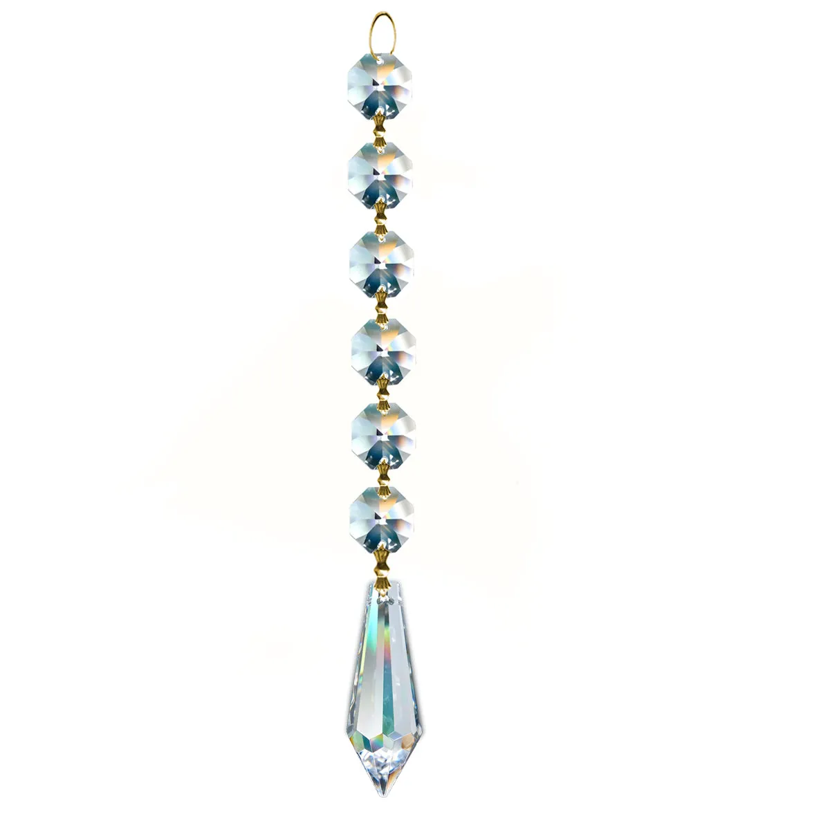 Magnificent Crystal Faceted Icicle Prism 1.5-inches Clear, 6 Crystal Beads