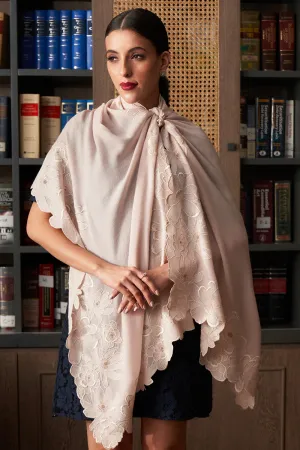 Magnificent Magnolia | Embroidered Fine Wool Silk Stole