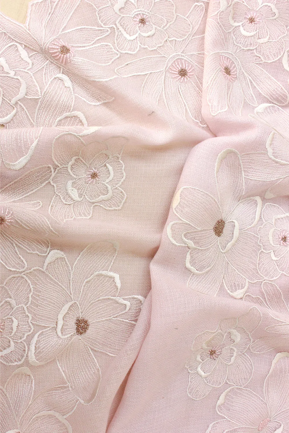 Magnificent Magnolia | Embroidered Fine Wool Silk Stole