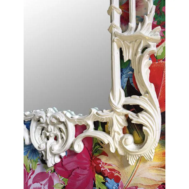 Magnificent White Lacquer Chinese Chippendale Pagoda Mirror