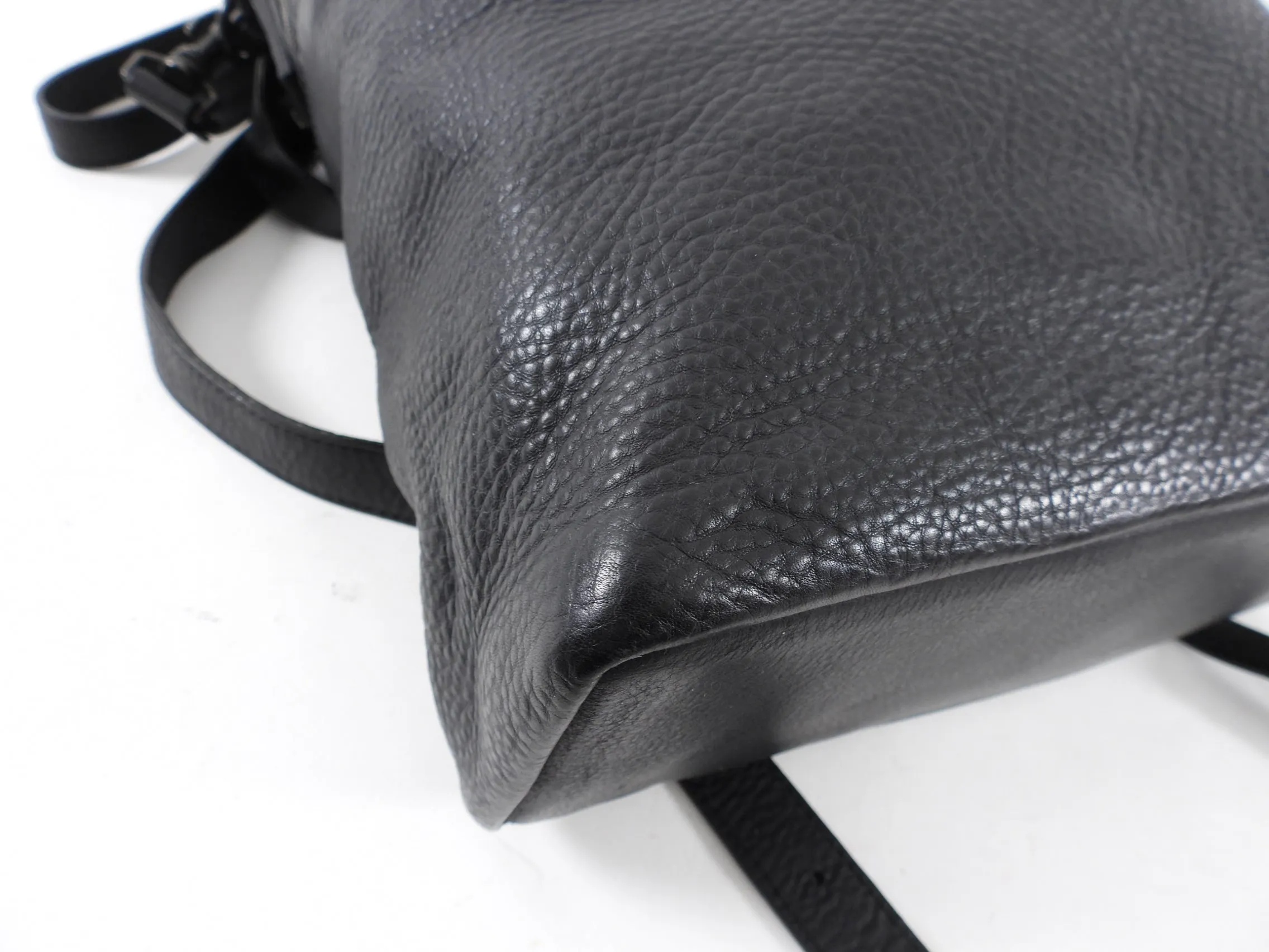 Marsell Black Leather Backpack / Shoulder Bag