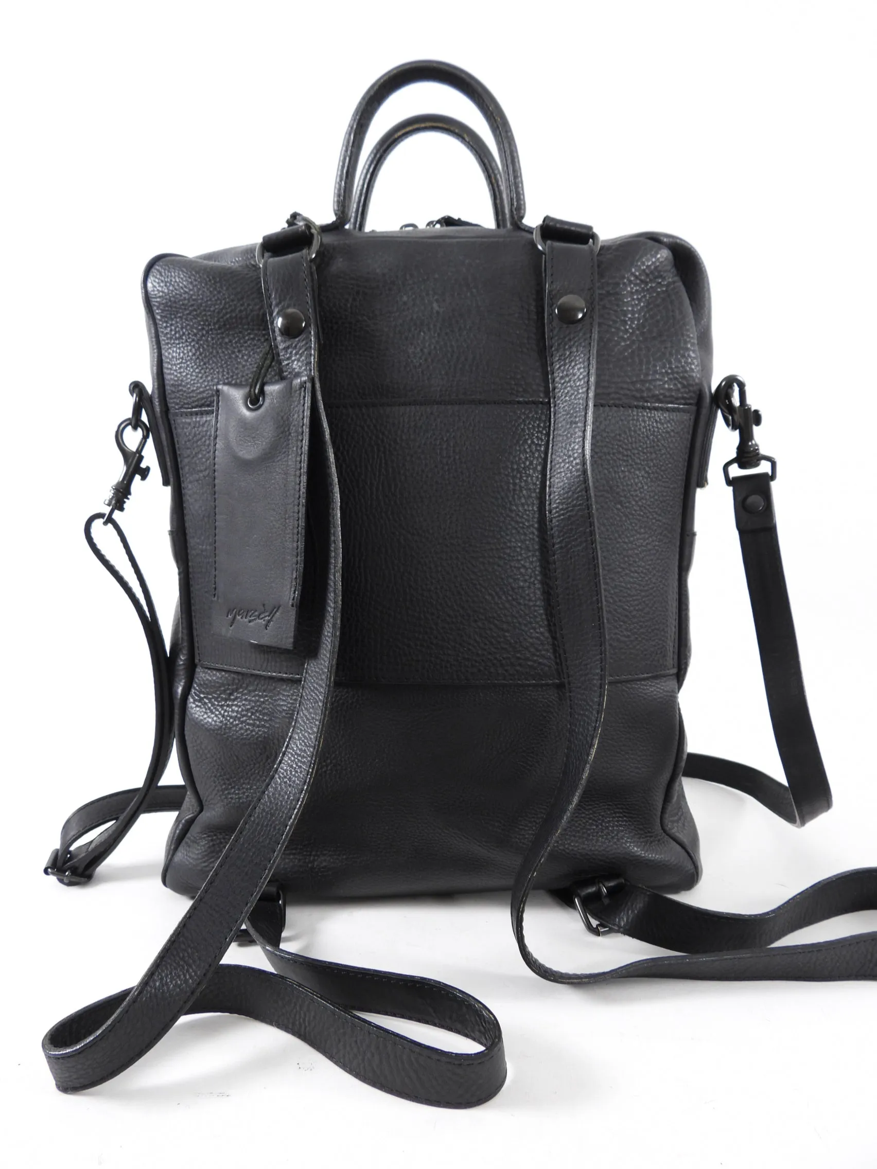 Marsell Black Leather Backpack / Shoulder Bag