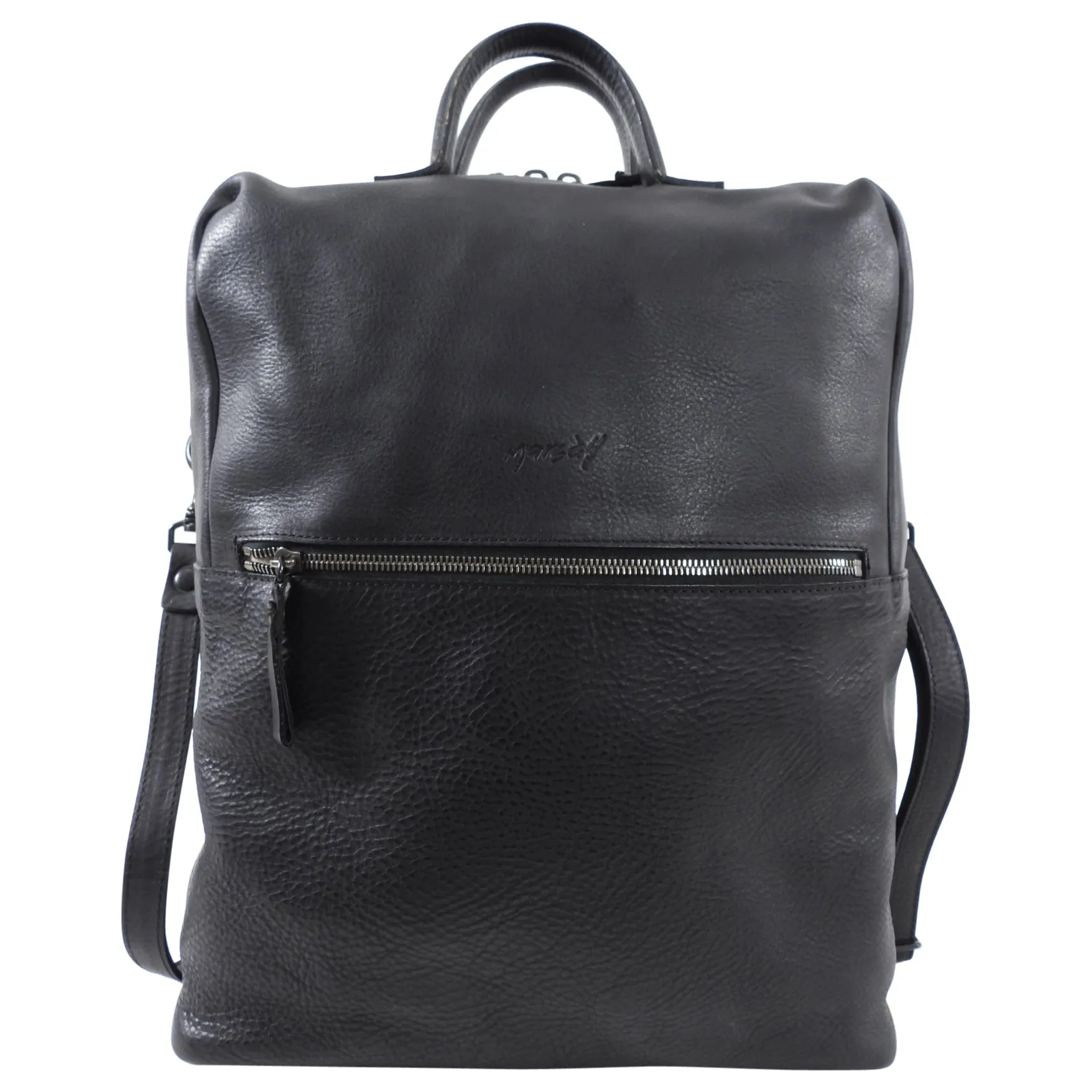 Marsell Black Leather Backpack / Shoulder Bag