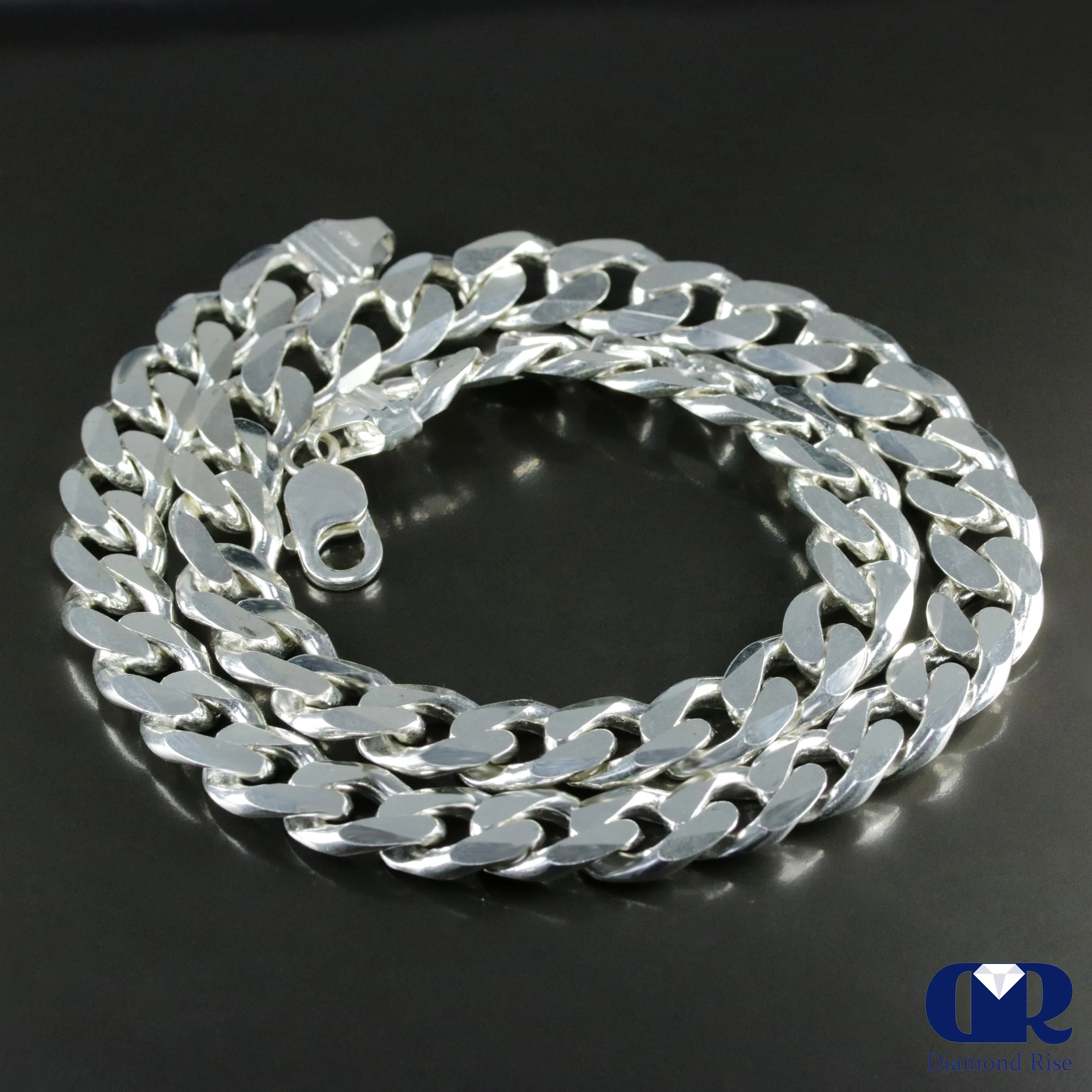 Men's Cuban Chain Necklace In .925 Sterling Silver 13 mm