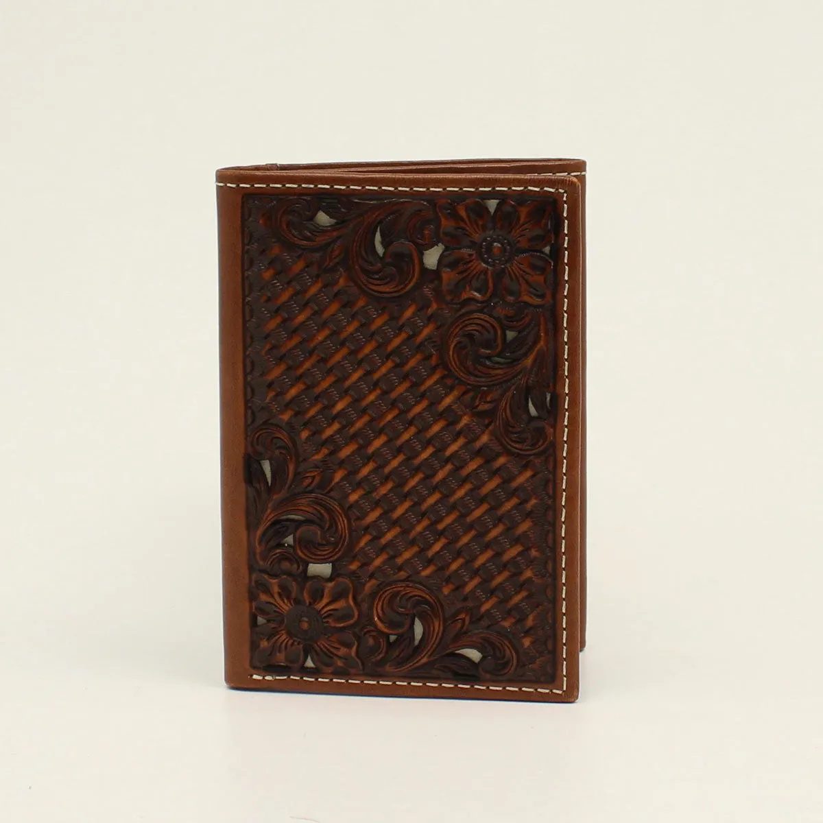 MENS NOCONA BASKET WEAVE TRIFOLD WALLET