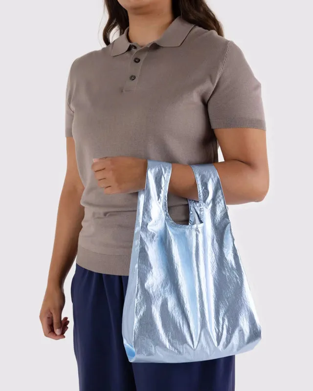 Metallic Light Blue Mini Reusable Bag