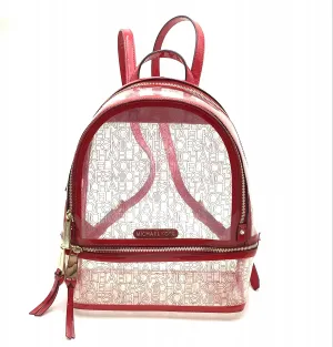 Michael Kors Womens Clear Backpack Red w/Logo