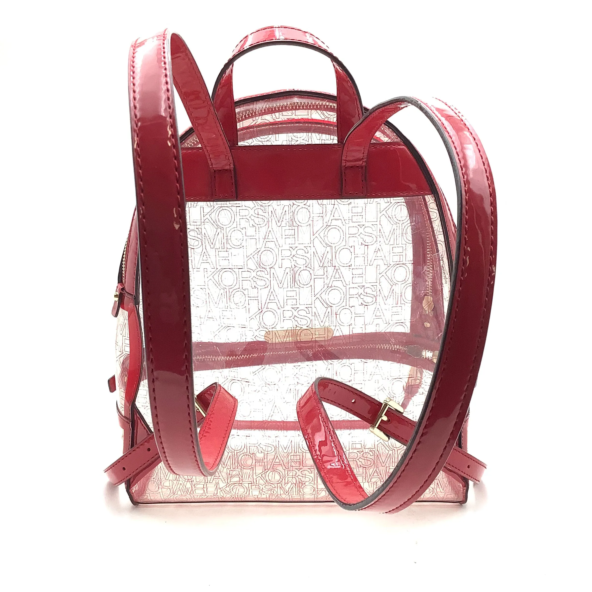 Michael Kors Womens Clear Backpack Red w/Logo