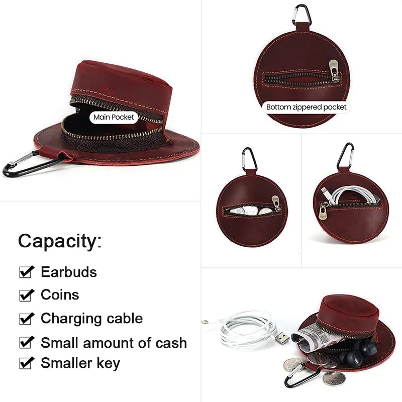 Mini Bucket Hat Leather Coin Purse