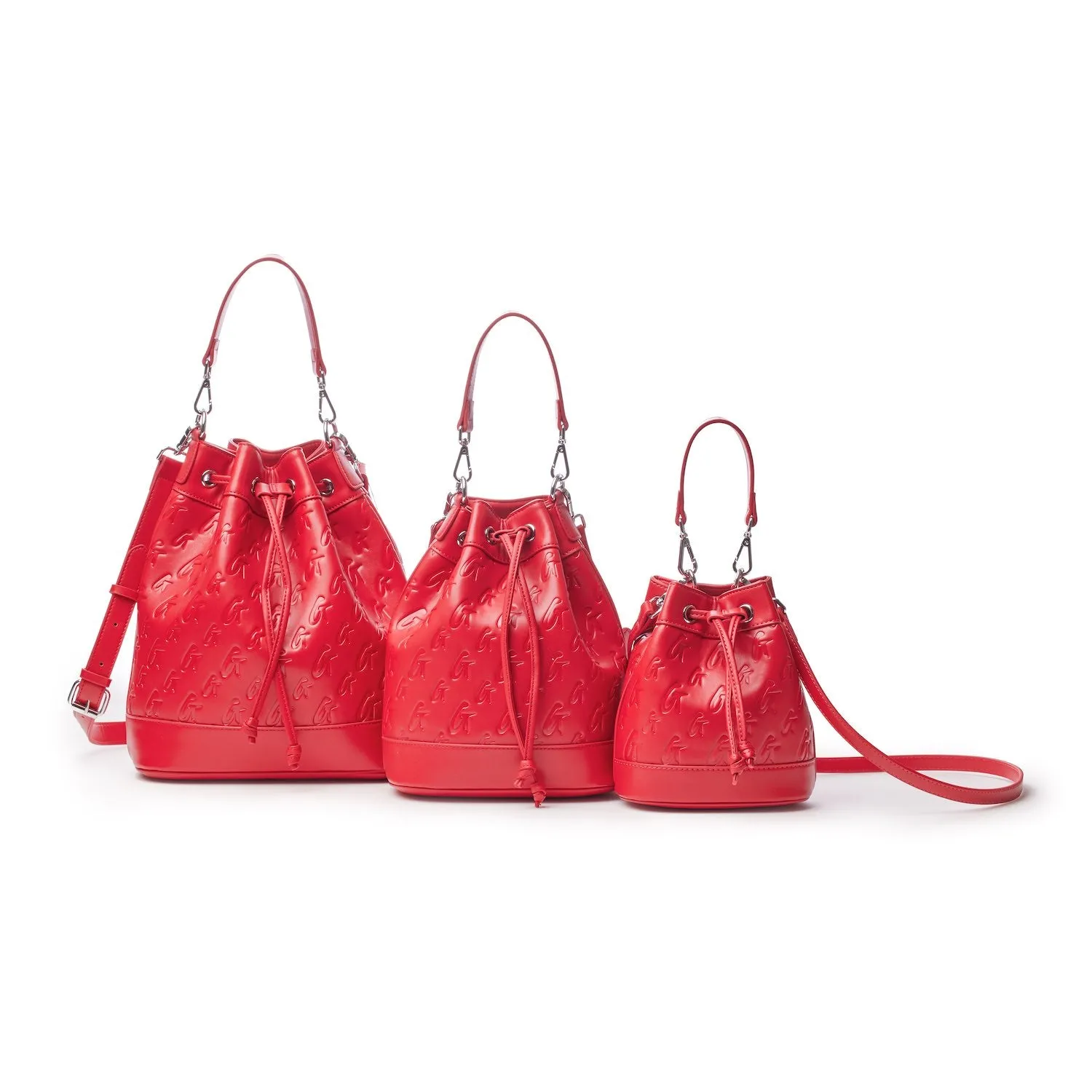 MINI MONOGRAM BUCKET BAG - RED