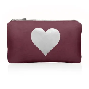 Mini Zipper Pack in Shimmer Cabernet with Silver Heart