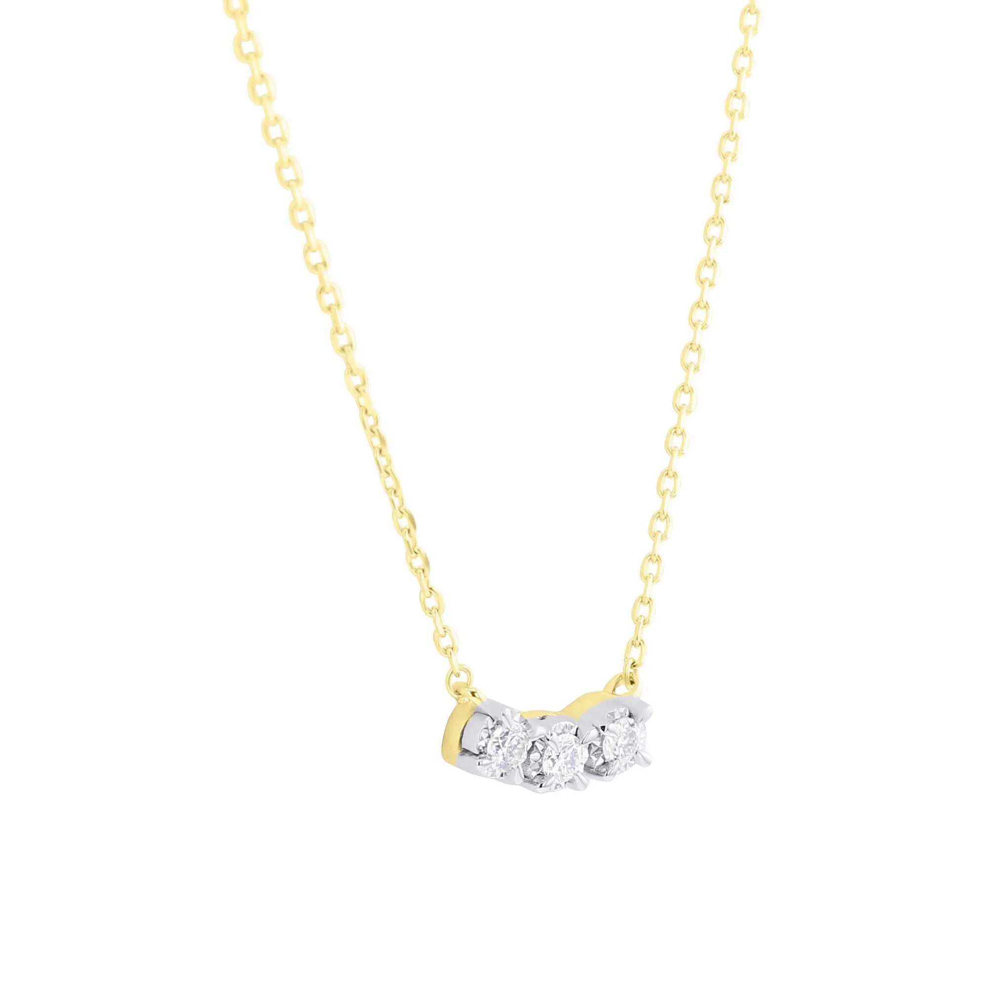 Mirage Three Stone Diamond Necklace 1/10 ct