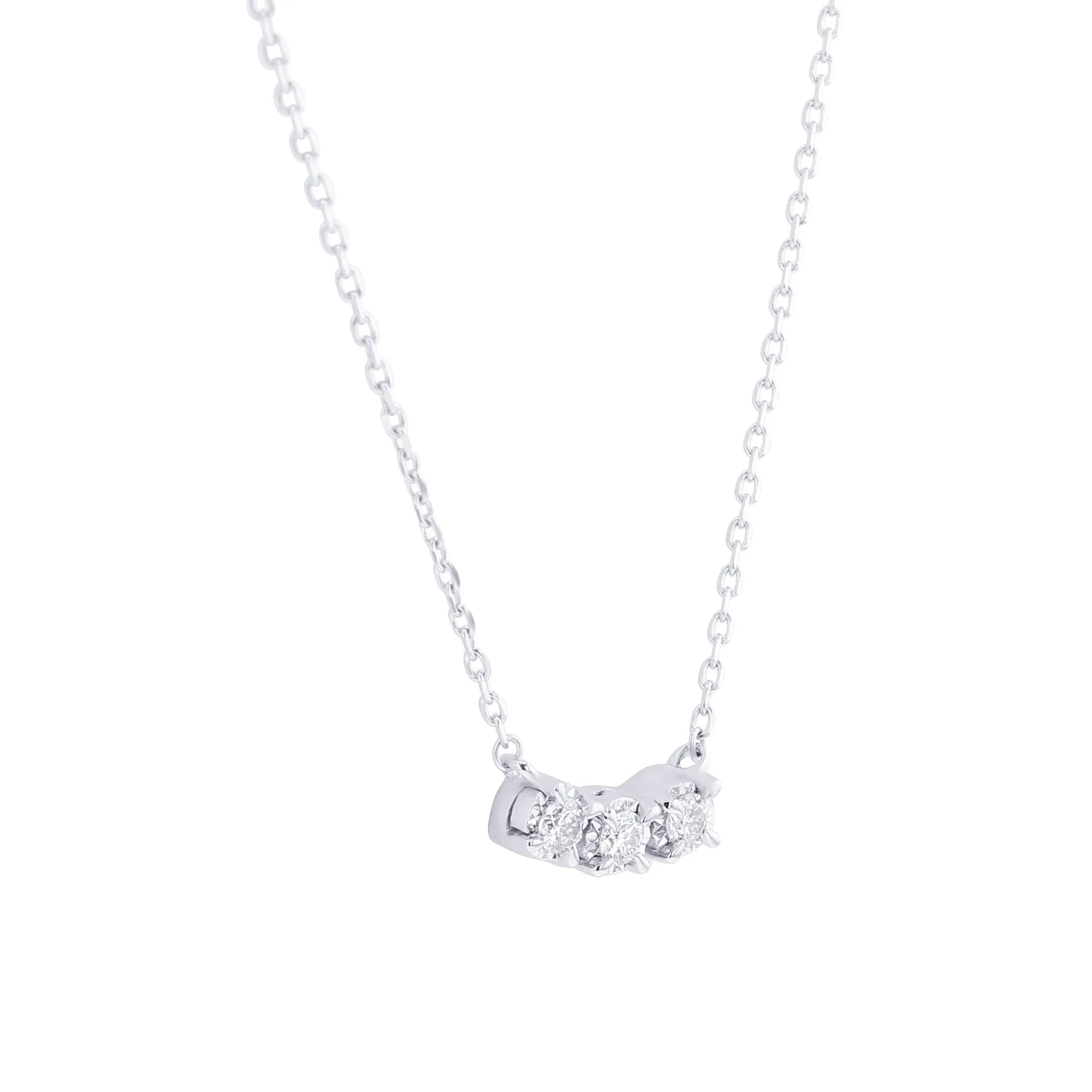 Mirage Three Stone Diamond Necklace 1/10 ct