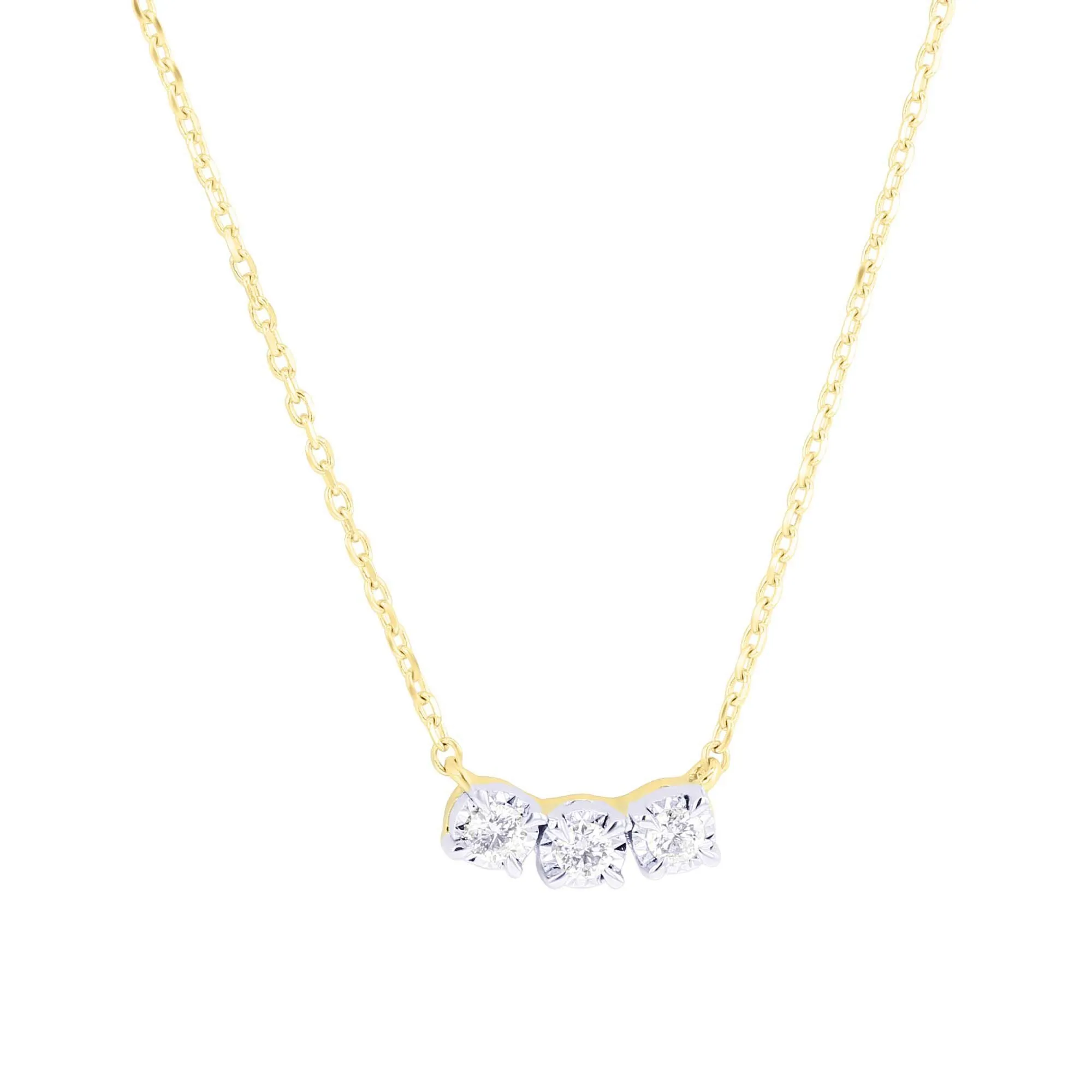 Mirage Three Stone Diamond Necklace 1/10 ct