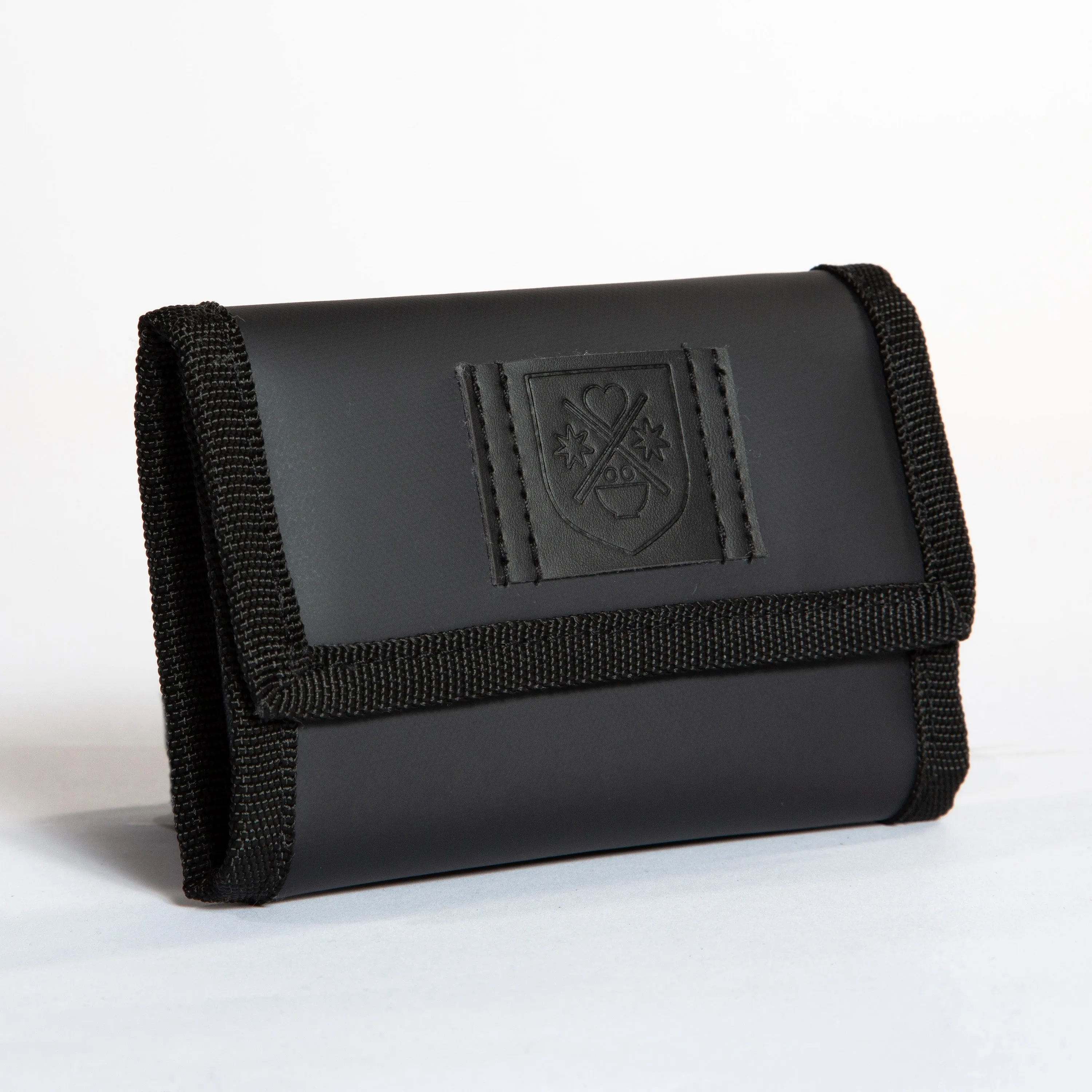 Monochrome tri-fold wallet waterproof coated with zip notes pocket