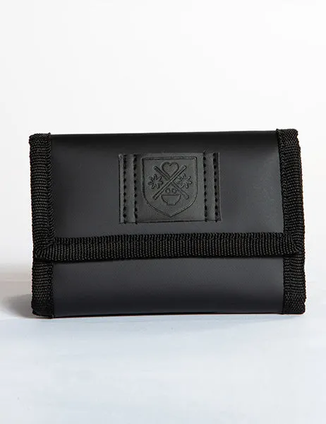 Monochrome tri-fold wallet waterproof coated with zip notes pocket