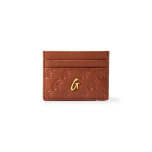 MONOGRAM GOLD CARD HOLDER - BROWN