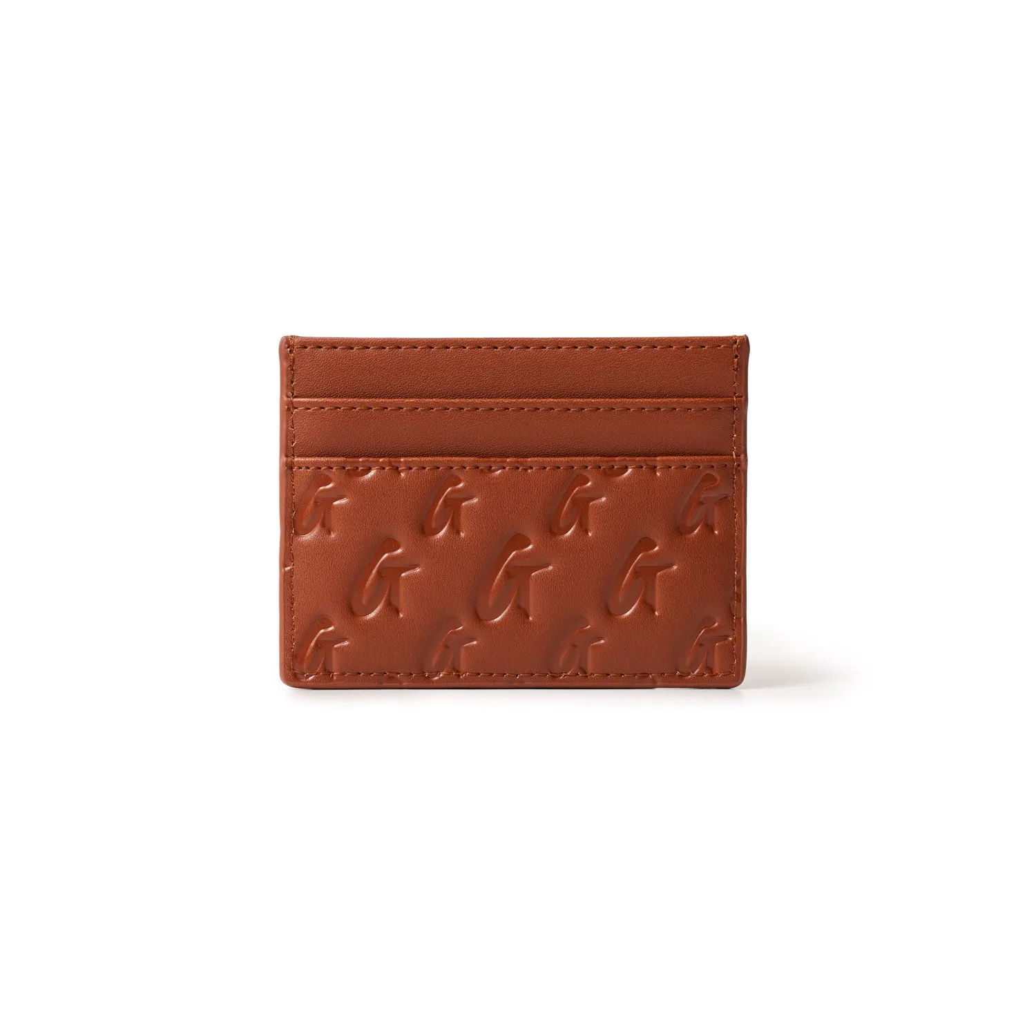 MONOGRAM GOLD CARD HOLDER - BROWN