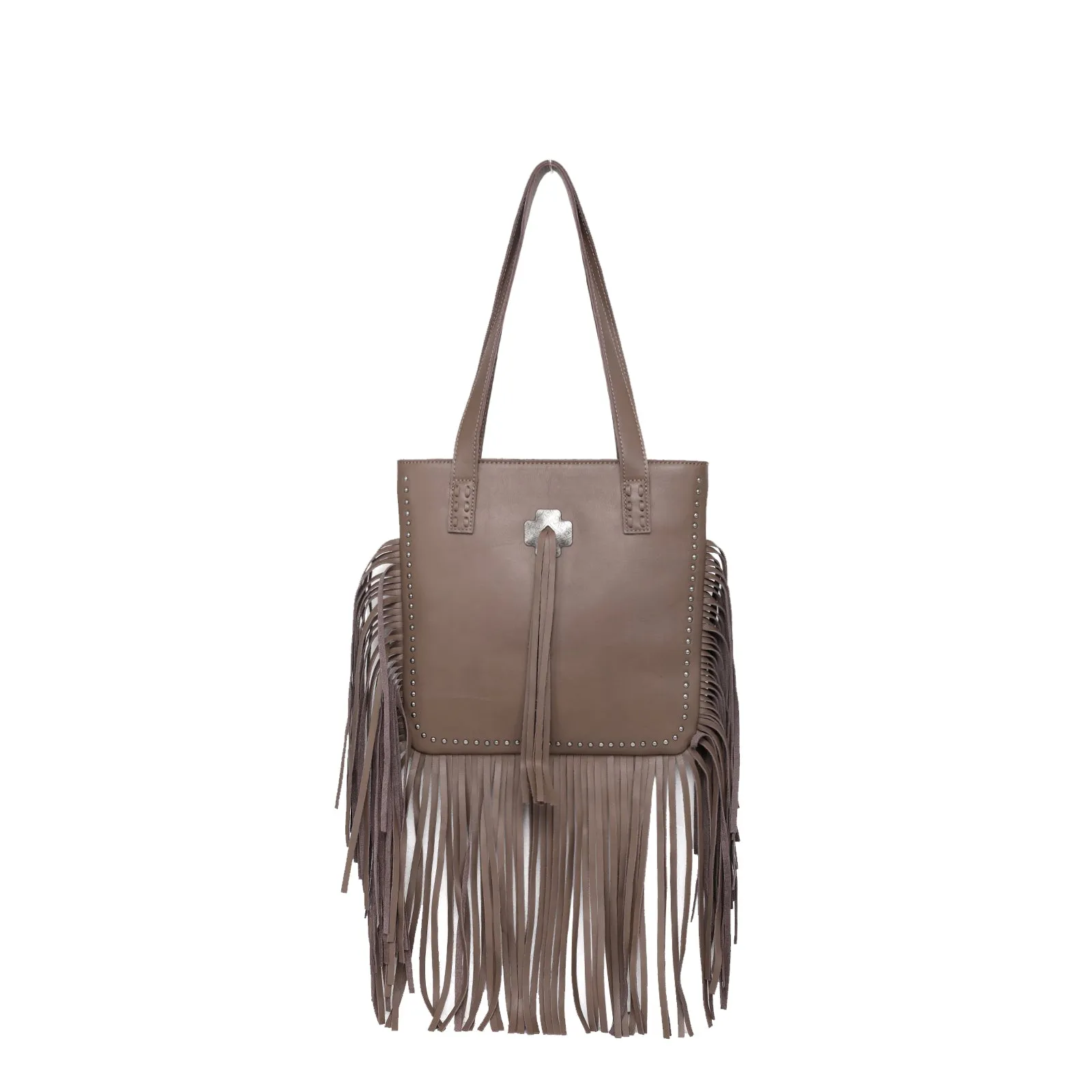 Montana West Concho Genuine Leather Fringe Tote Bag