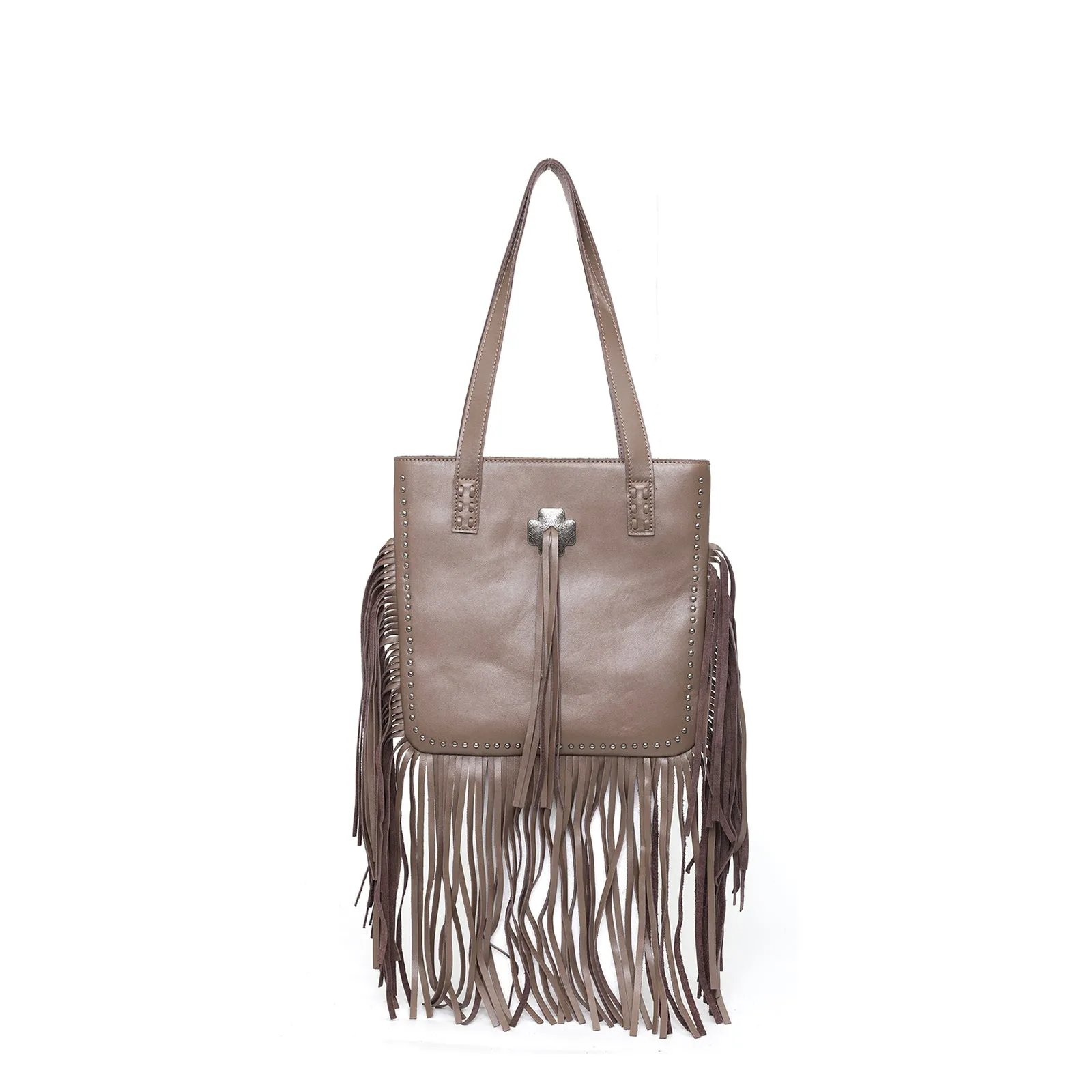 Montana West Concho Genuine Leather Fringe Tote Bag