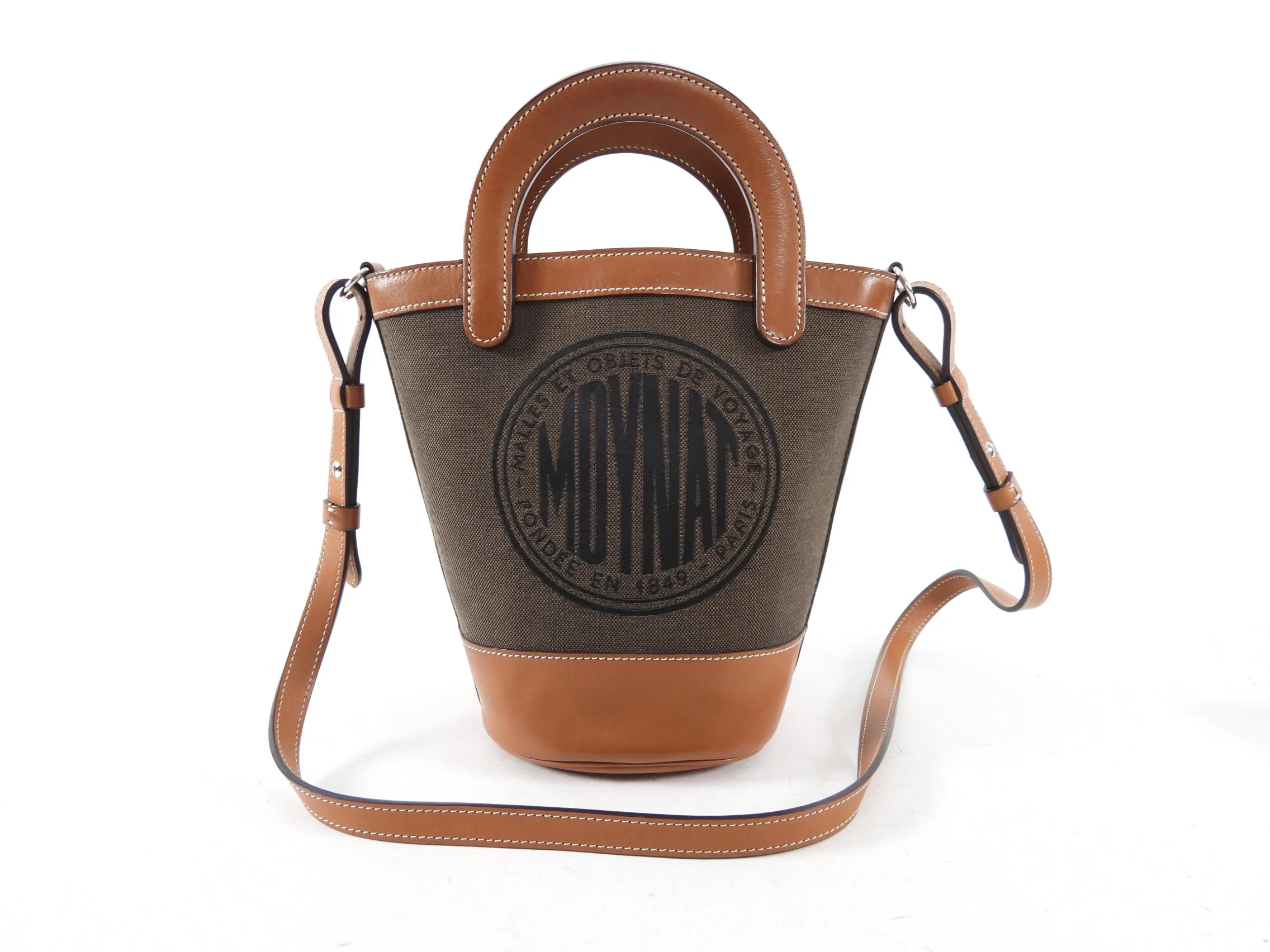 Moynat Brown Logo Canvas Bucket Bag