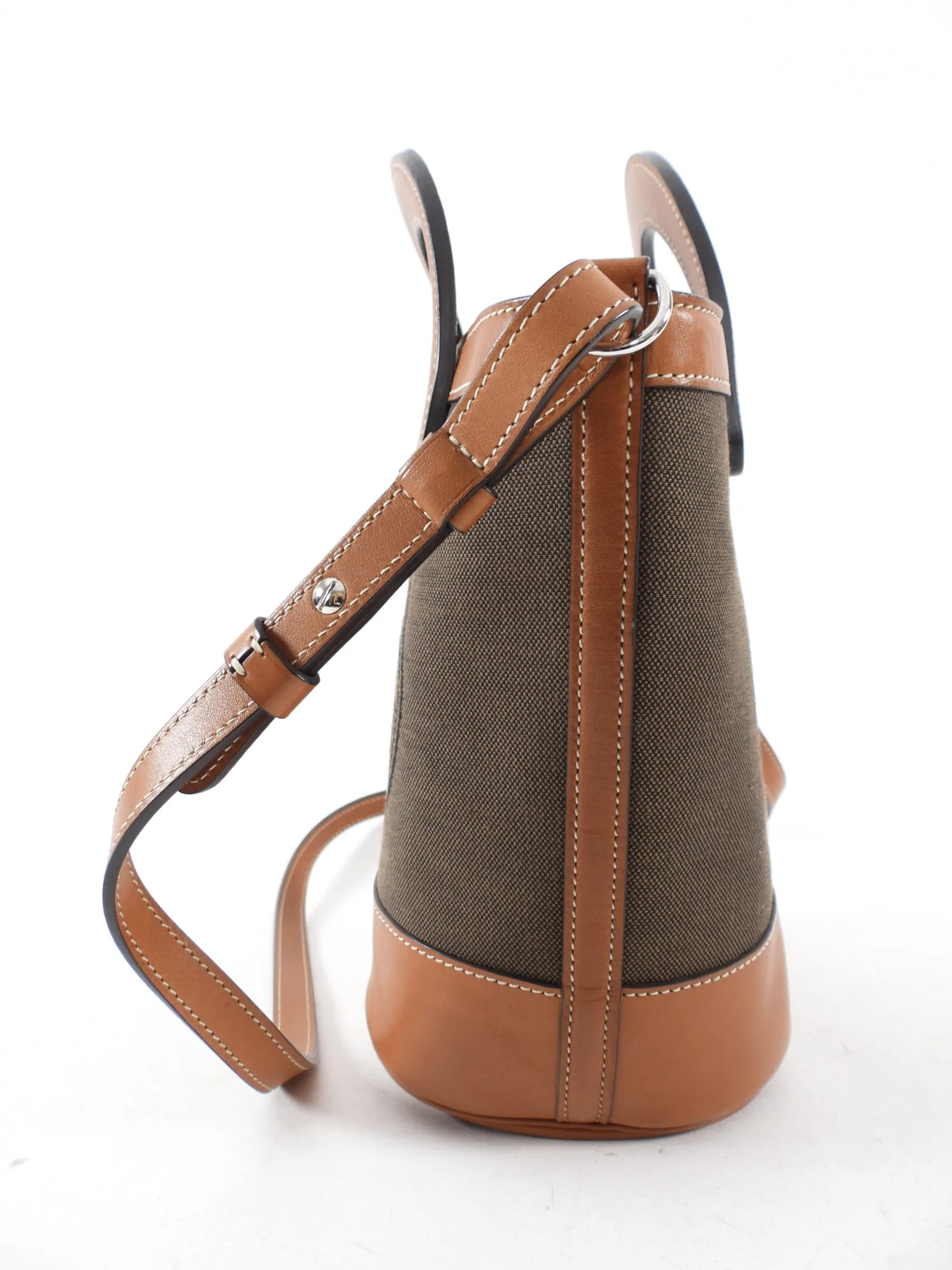 Moynat Brown Logo Canvas Bucket Bag