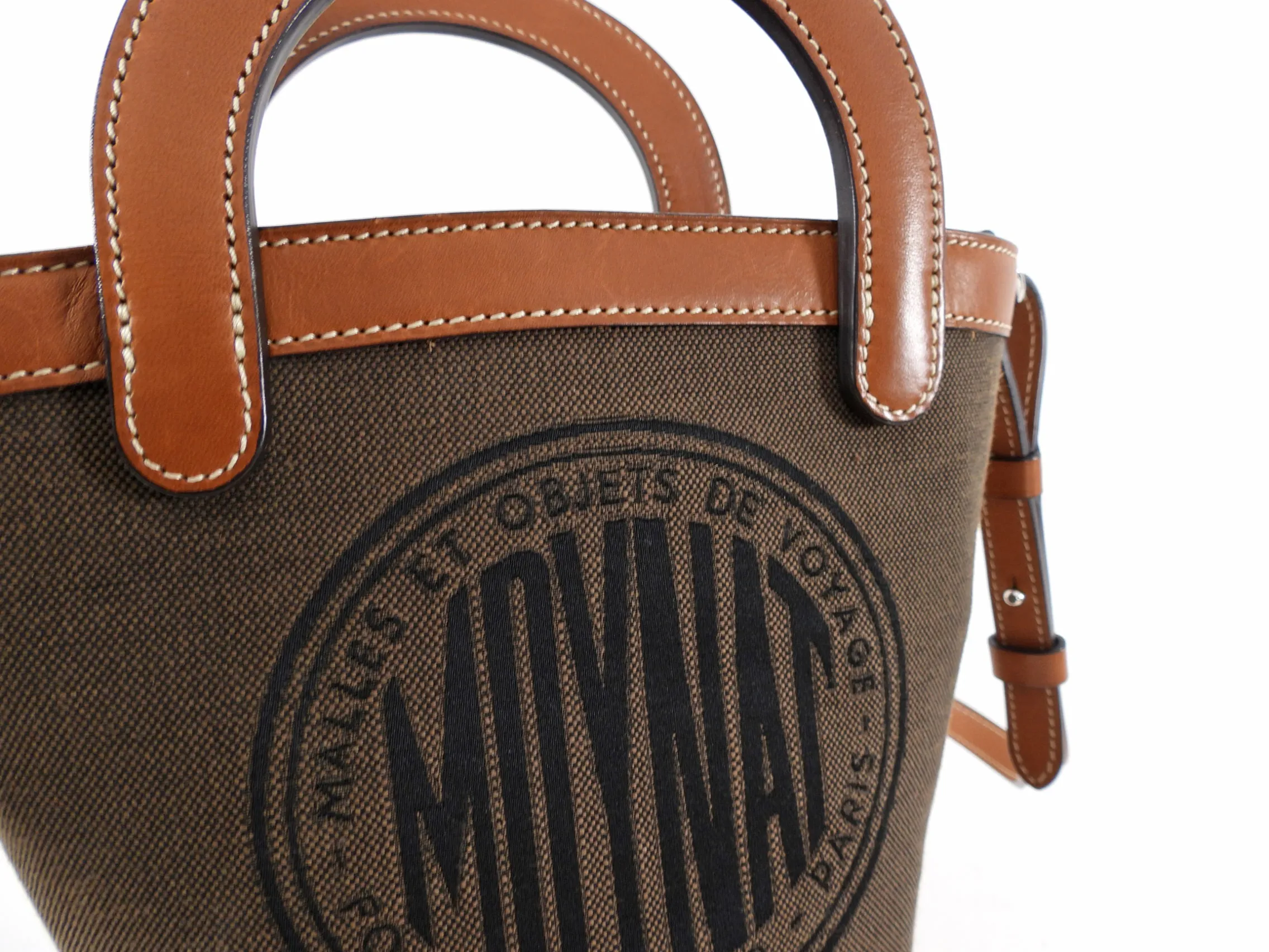 Moynat Brown Logo Canvas Bucket Bag