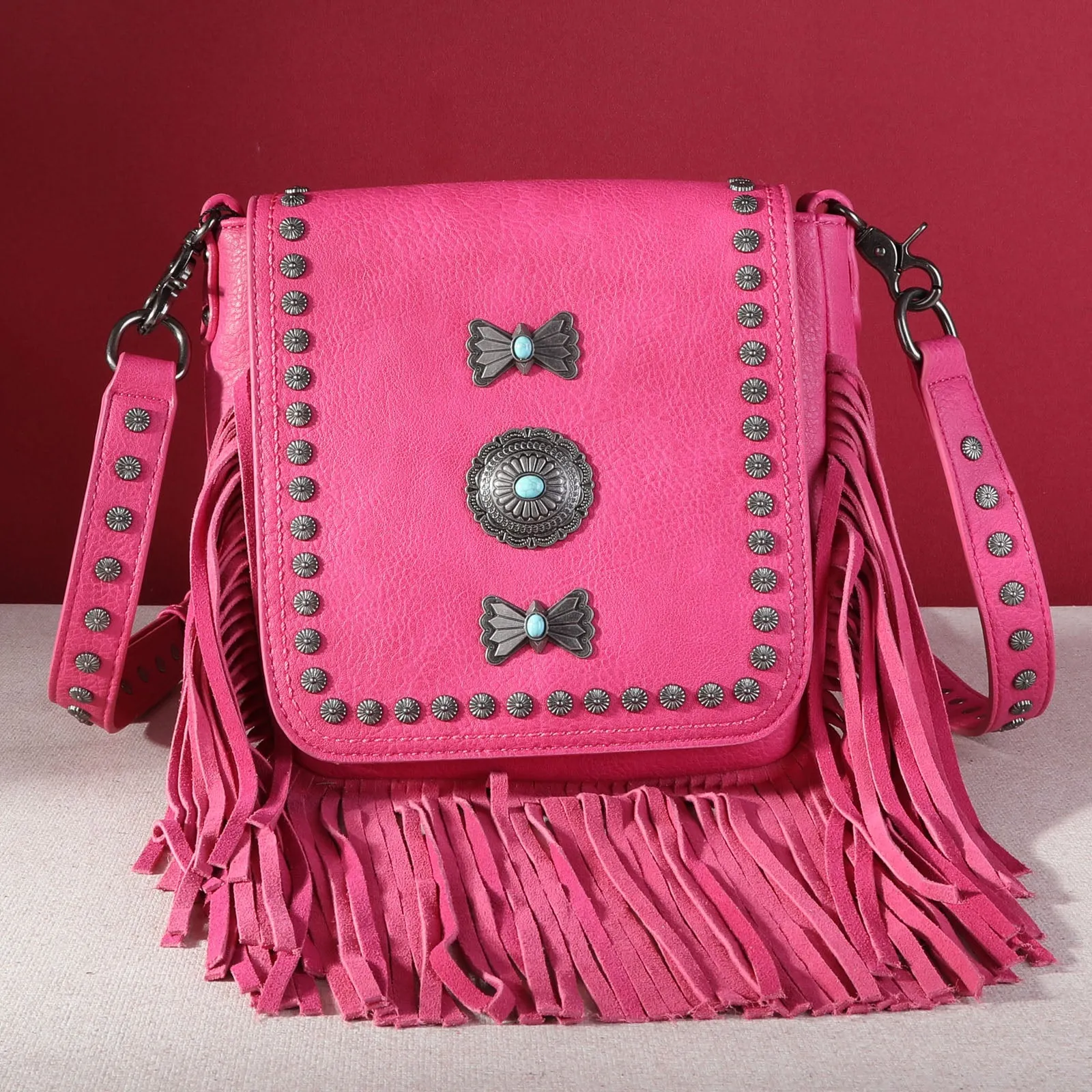 MW1270-8360   Montana West Fringe Mariposa Concho Collection Crossbody