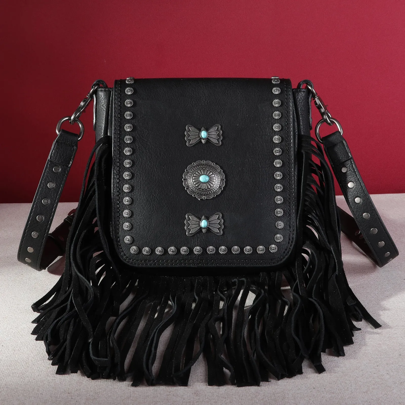 MW1270-8360   Montana West Fringe Mariposa Concho Collection Crossbody