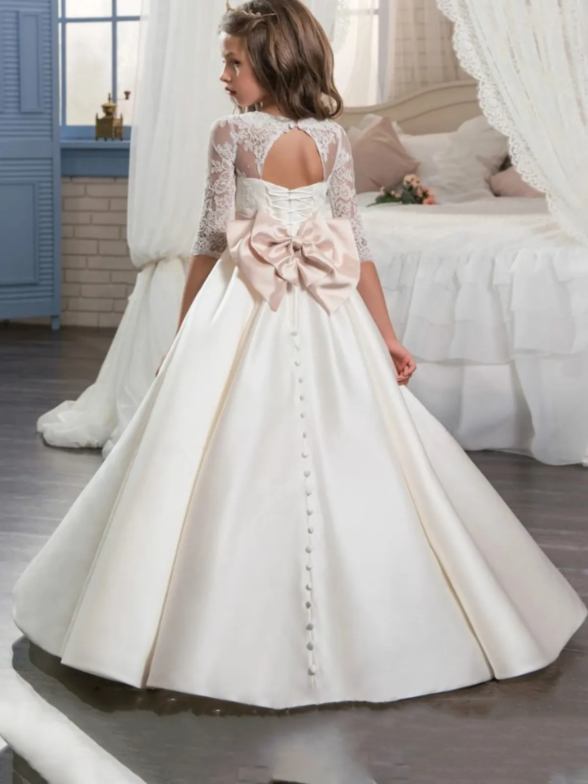 My Perfect Fairytale Statement Bow Satin Special Occasion Gown