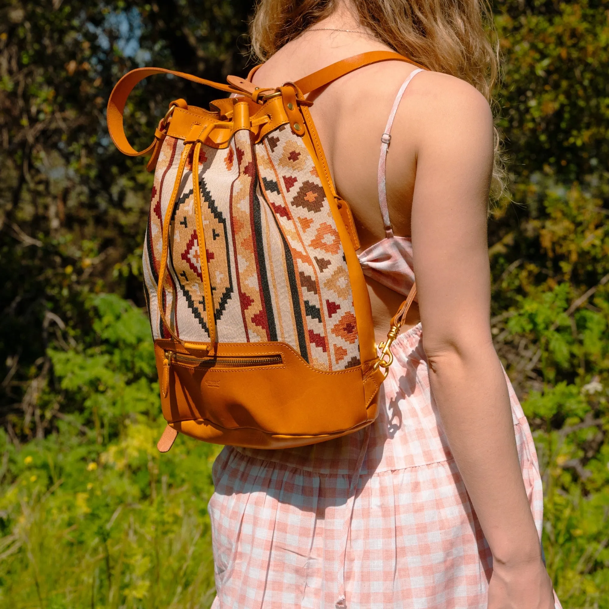 Myrtle Geometric Convertible Bucket Backpack