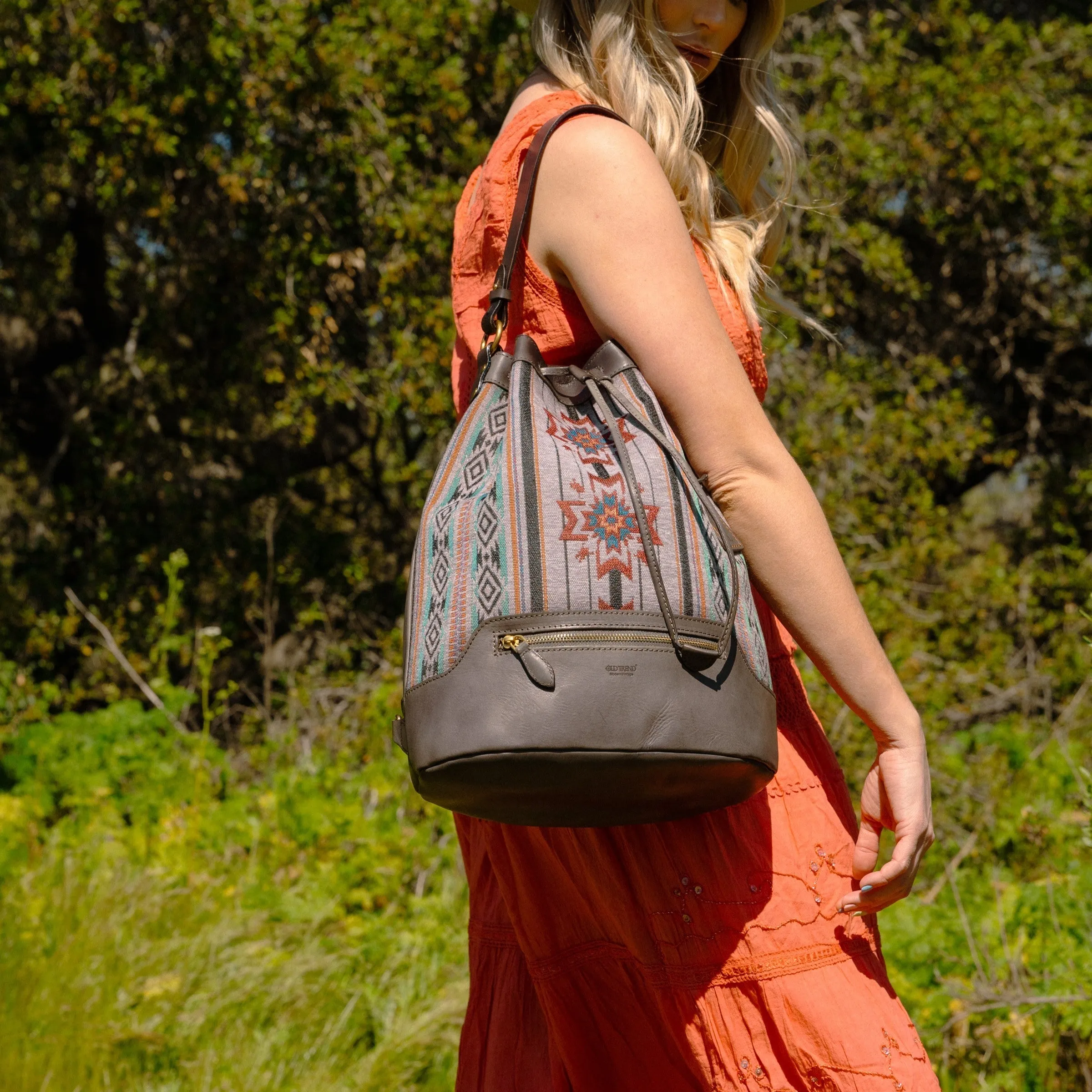 Myrtle Geometric Convertible Bucket Backpack