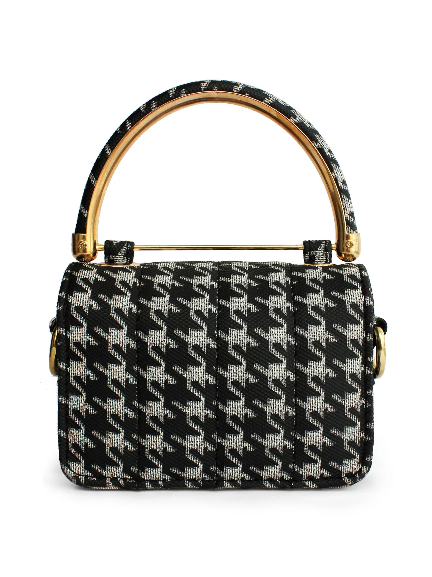 Nano Black & White Houndstooth Mini Box Bag | Modern Myth