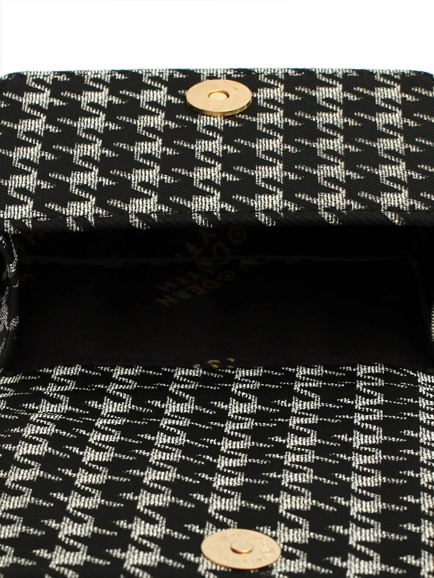 Nano Black & White Houndstooth Mini Box Bag | Modern Myth