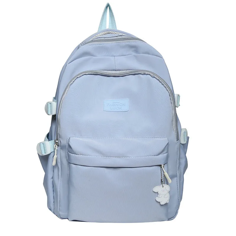 New Pure Color Women's Korean Style Harajuku Backpack University Style Junior High School High School Student Schoolbag Women's Simple Big Face