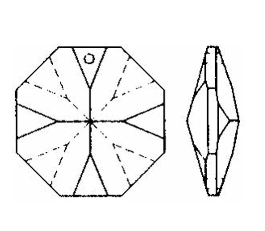 Octagon Crystal 14mm Red Prism with One Hole on Top