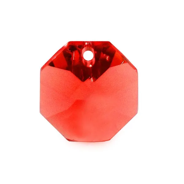 Octagon Crystal 14mm Red Prism with One Hole on Top