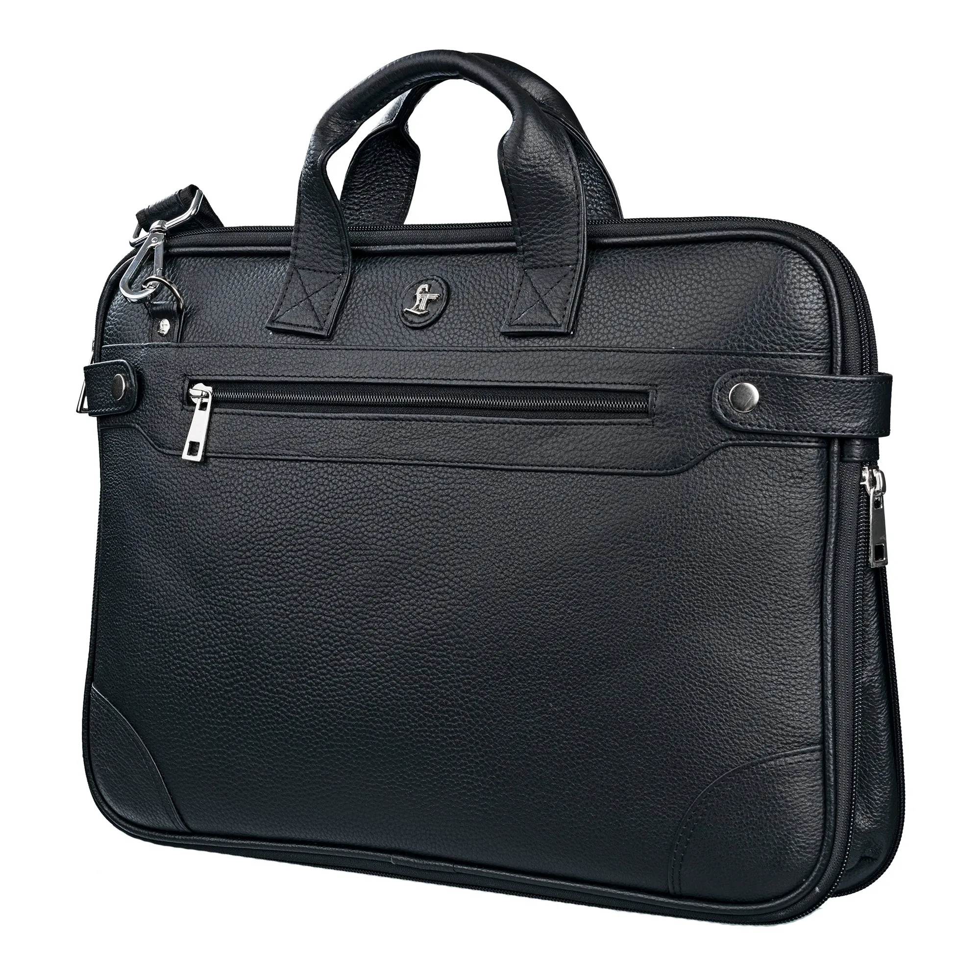 Office Folio Bag  III |Leather Office Bag | Laptop bag for Men |  Floater Black