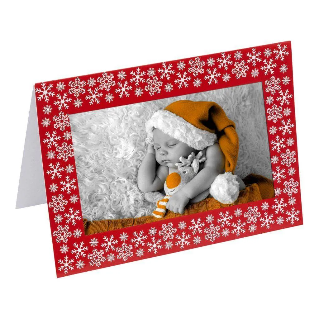 Pack of 6 Blank Silver or Red Photo Insert Christmas Greeting Cards 152 x 102mm (6 x 4 inch photo)