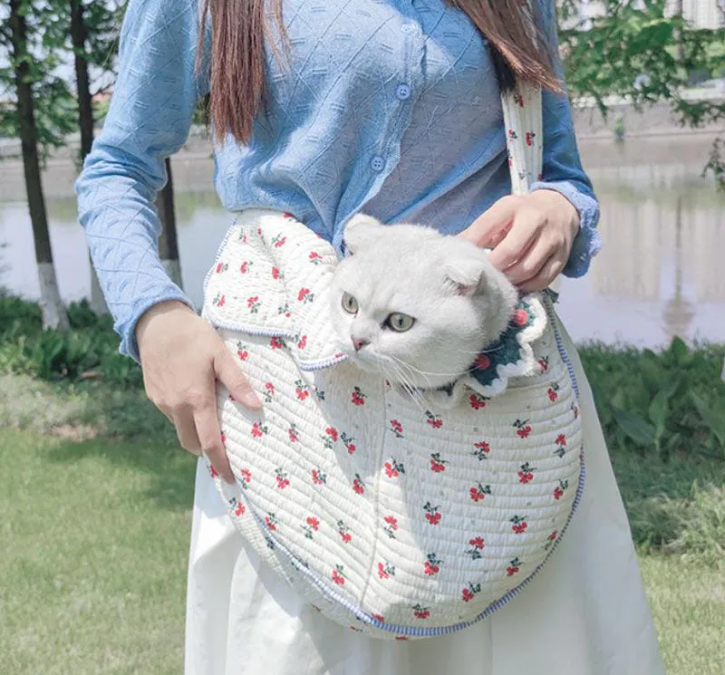 Pet Bag Cat Out Portable One Shoulder Crossbody Cat Bag Cotton Breathable Teddy Bag Small and Medium Pet Bag