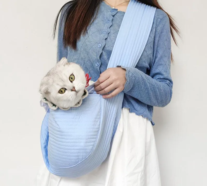 Pet Bag Cat Out Portable One Shoulder Crossbody Cat Bag Cotton Breathable Teddy Bag Small and Medium Pet Bag