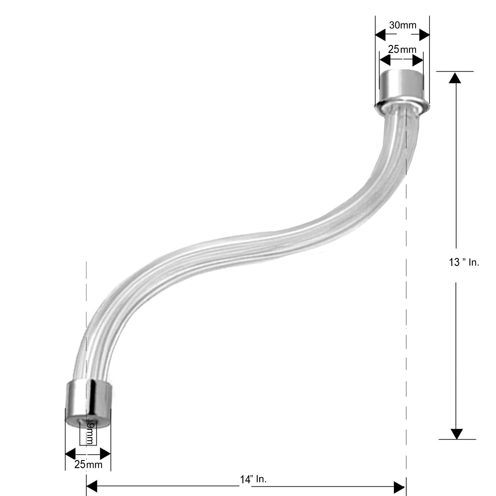 Plain Crystal fluted Up Arm 9 1/2 inches