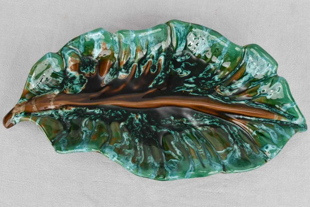 Platter, ceramic, leaf-shaped, large 11" x 20¾"