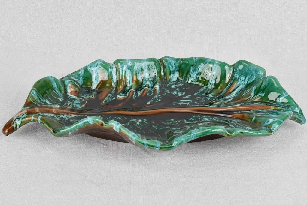 Platter, ceramic, leaf-shaped, large 11" x 20¾"