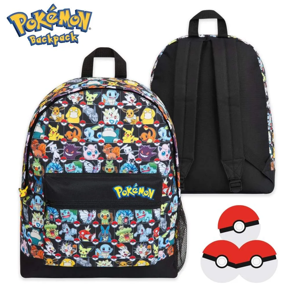 Pokemon Backpack Kids School Bag Boys Girls Teens Pikachu Pokeball